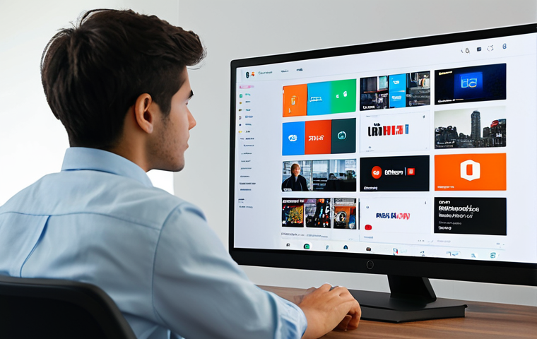A professional young adult in a modest business casual outfit, sitting at a sleek desk, looking at a large transparent digital screen. The screen initially shows a chaotic display of numerous scattered streaming service logos and search bars, conveying frustration. In the next moment, the screen transitions to a unified, clean interface with a single search bar, clearly showing a comprehensive search result for content, reflecting a sense of ease and efficiency. The background is a modern, minimalist office space with soft ambient lighting. Perfect anatomy, correct proportions, natural pose, well-formed hands, proper finger count, natural body proportions, professional photography, high quality, safe for work, appropriate content, fully clothed, professional dress.