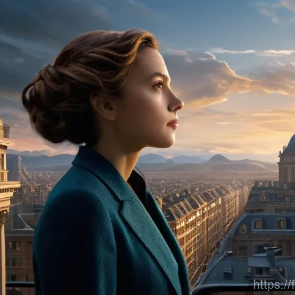 인셉션 영화 소개 - Ariadne, the dream architect from "Inception," stands on an intricately detailed city street, observ...