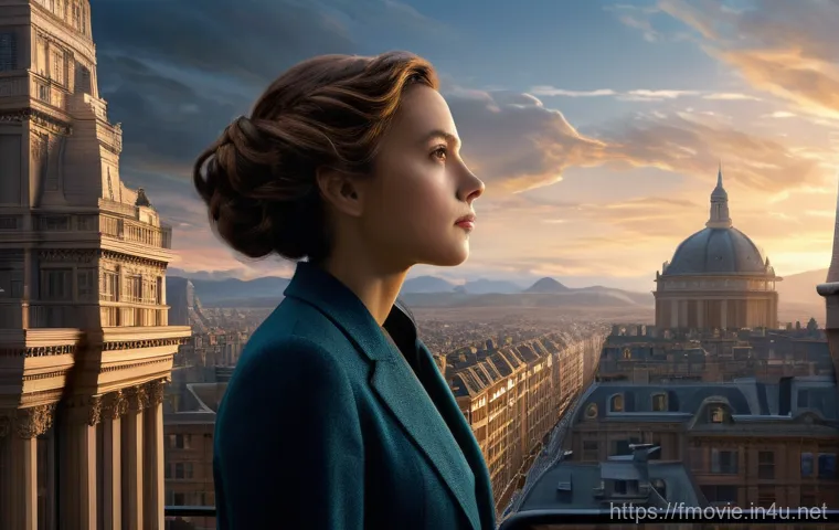 인셉션 영화 소개 - Ariadne, the dream architect from "Inception," stands on an intricately detailed city street, observ...