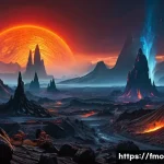 아바타 영화 소개 - A majestic, wide shot of a new, volcanic region on Pandora. The landscape is dominated by towering, ...